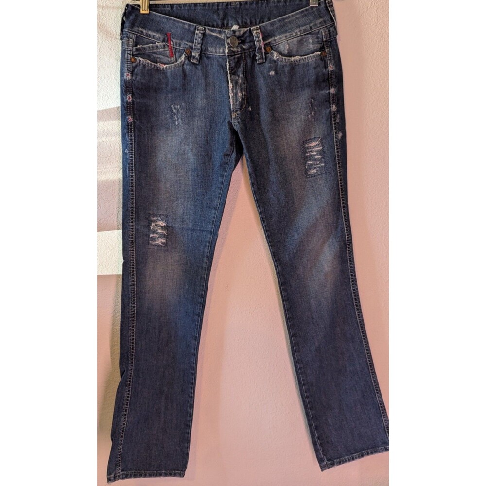 Seal Kay Women's Jeans Size 30 (33x33) Blue Distressed Bootcut (793)